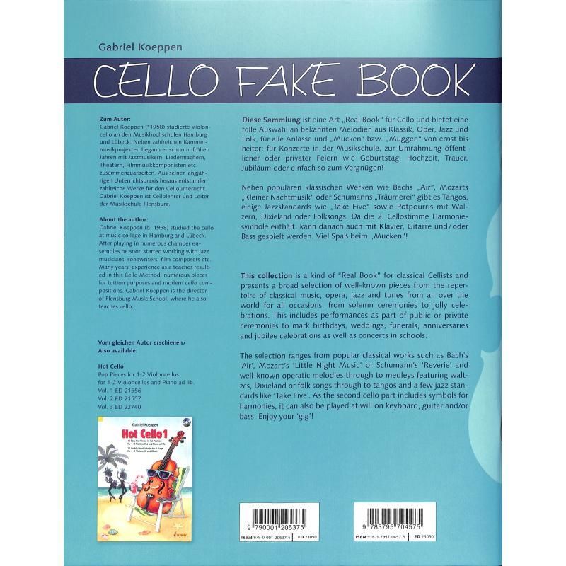 Noten Cello Fake Book für 1 - 2 Violoncello Klassik ED 23050 Gabriel Koeppen 