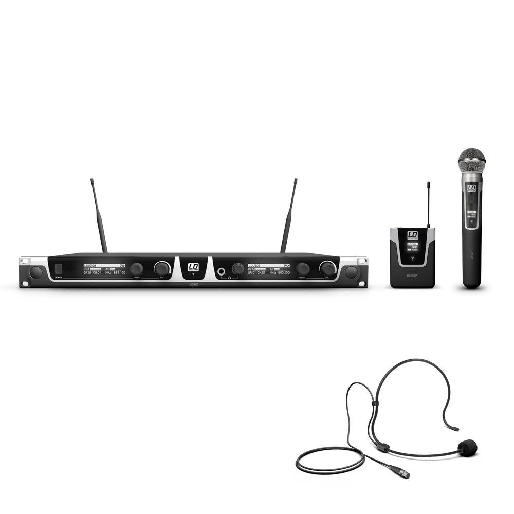 LD Systems U508 HBH 2 Duales UHF Wireless System mit Headset und Handmikrofon