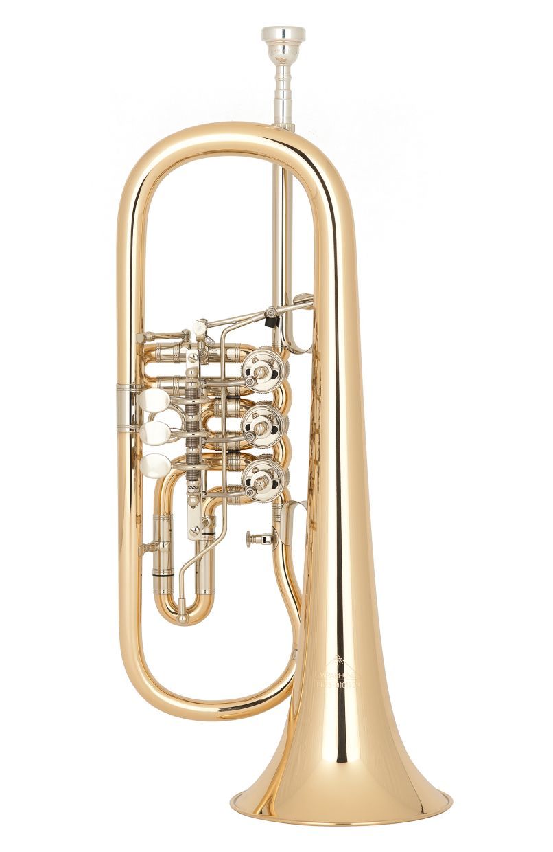 Miraphone 25-R B-Flügelhorn  25 1100 A100,  Goldmessing Schallstück