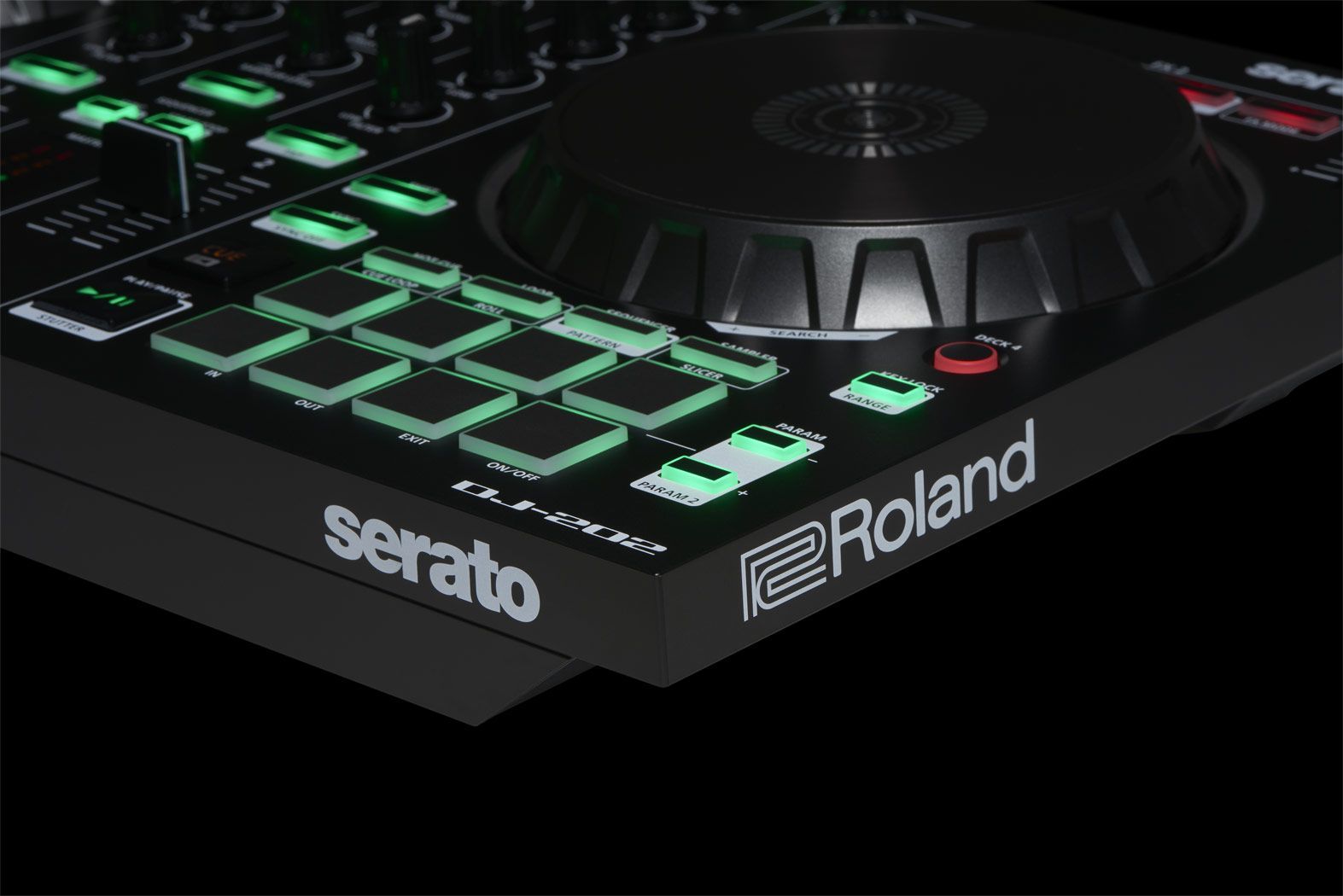 Roland DJ-202  2-Kanal DJ Controller für Serato Intro mit vier Decks