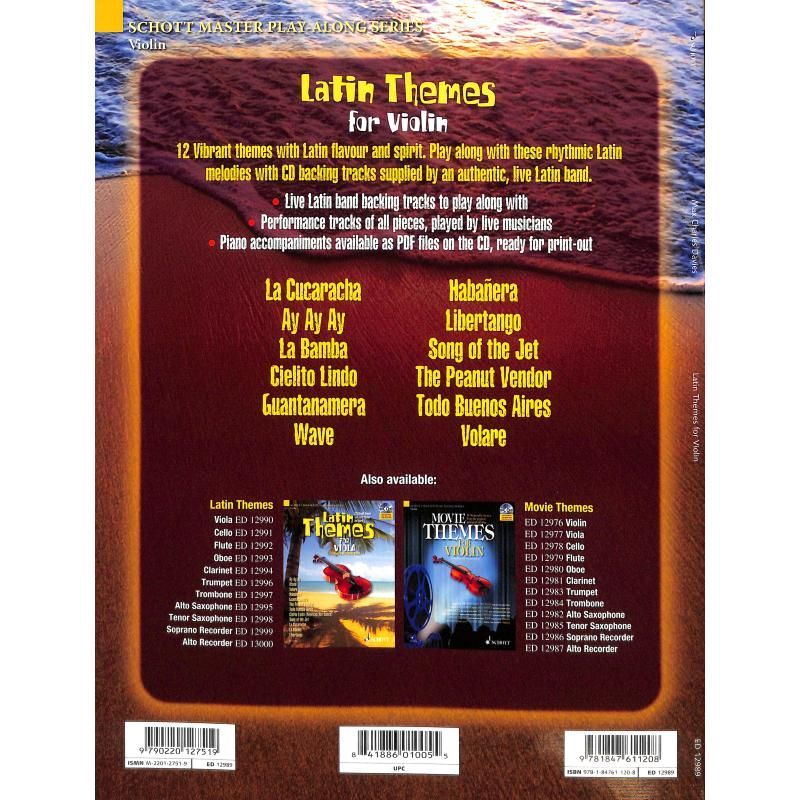 Noten Latin Themes for Violin incl. CD Lateinamerikanische Titel ED 12989 