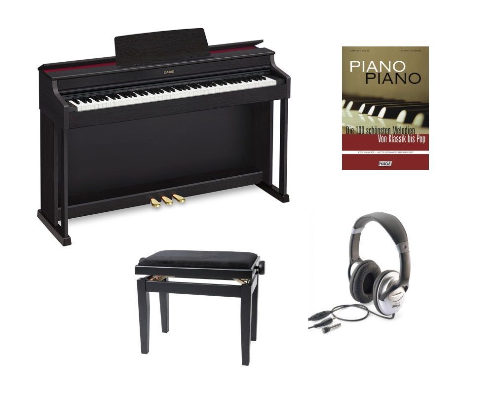 Casio AP-470-BK Set Digitalpiano schwarz + Klavierbank u.weiterem Zubehör