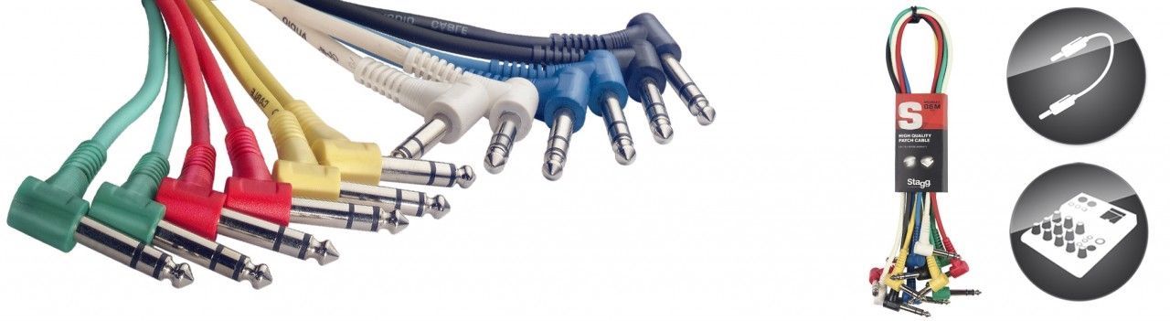 Patchkabel 0,60 m 6,3mm Stereo Winkel Klinkenstecker beidseitig 6-Stück-Pack