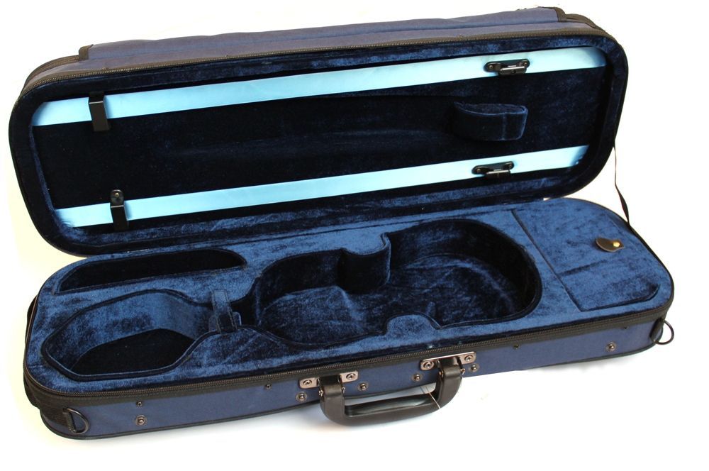 Koffer Violine 1/4 Größe CVK-02 Rechteck-Etui blau mit Rucksackträgern
