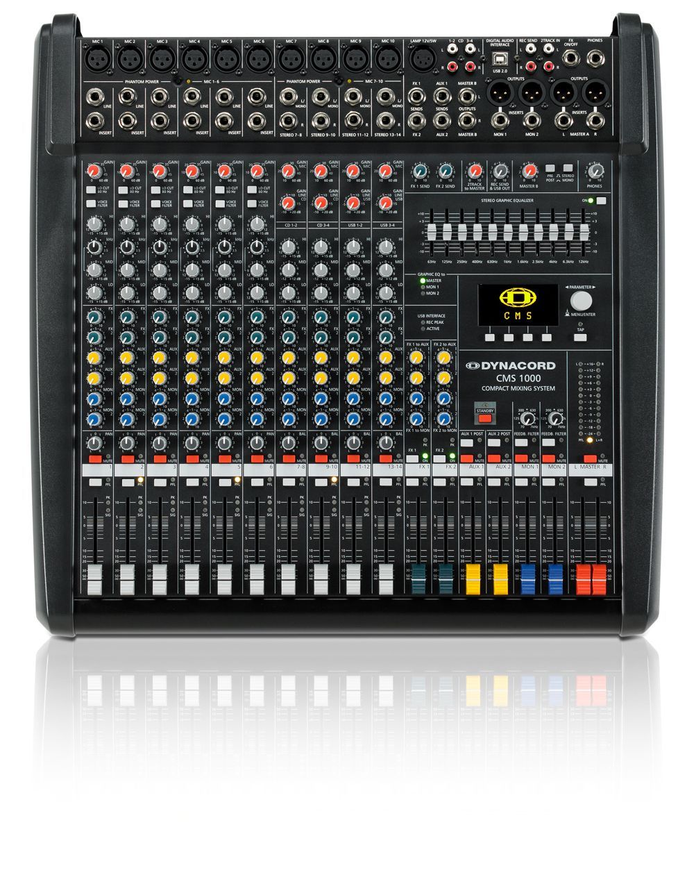 Dynacord CMS 1000-3 Mixer, 10 Mikrofoneingänge wovon 6-10 auch Stereoinputs sind