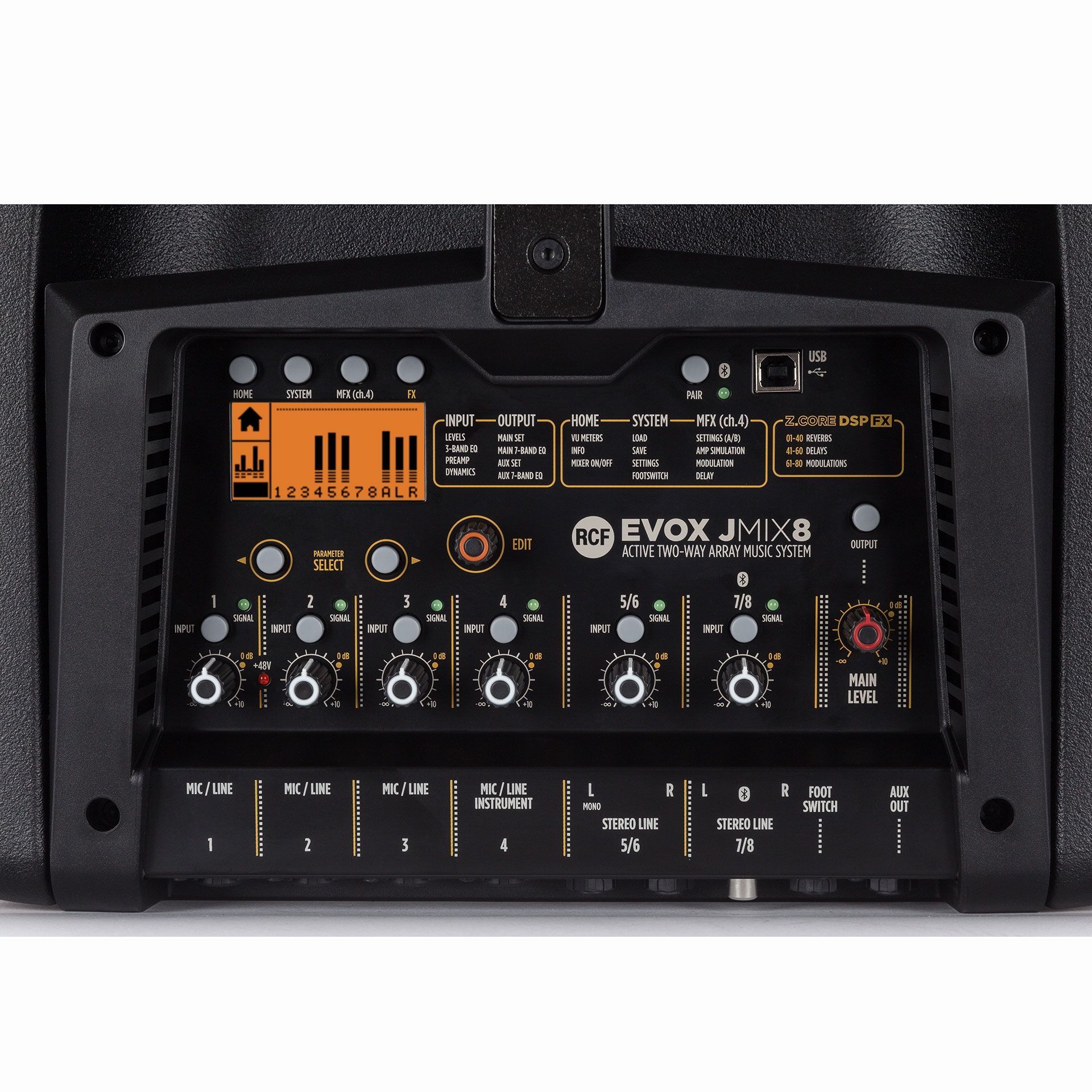 RCF EVOX JMIX8 PA-System Aktives 2-Wege Arraysystem mit Digitalmixer RCF EVOX JMIX8 PA-System Aktives 2-Wege Arraysystem mit Digitalmixer