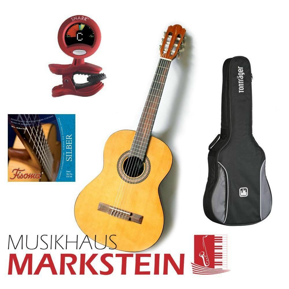 MarkGuitar Konzertgitarren SET Start II Paket: Gitarre, Tasche, Tuner & Saiten