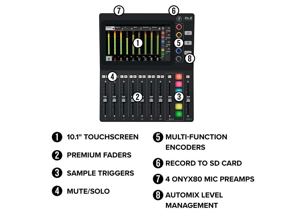 Mackie DLZ Creator Digitalmixer  für Podcasting und Streaming mit Bluetooth