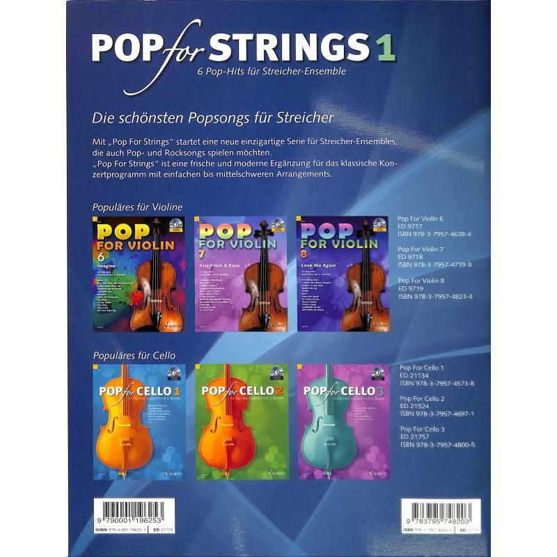 Noten Pop for strings 1 / 6 Pop Hits für Streichinstrumente ED21774 / 2 Violinen