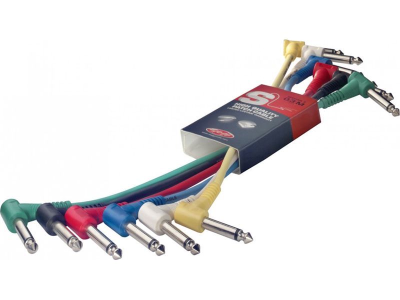 Patchkabel 0,15 m 6,3mm Winkel Klinkenstecker beidseitig, 6-Stück-Pack_00025543_