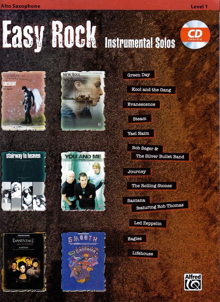 Noten EASY ROCK INSTRUMENTAL SOLOS Alt-Saxophon incl. CD Alfred-Verlag 32597