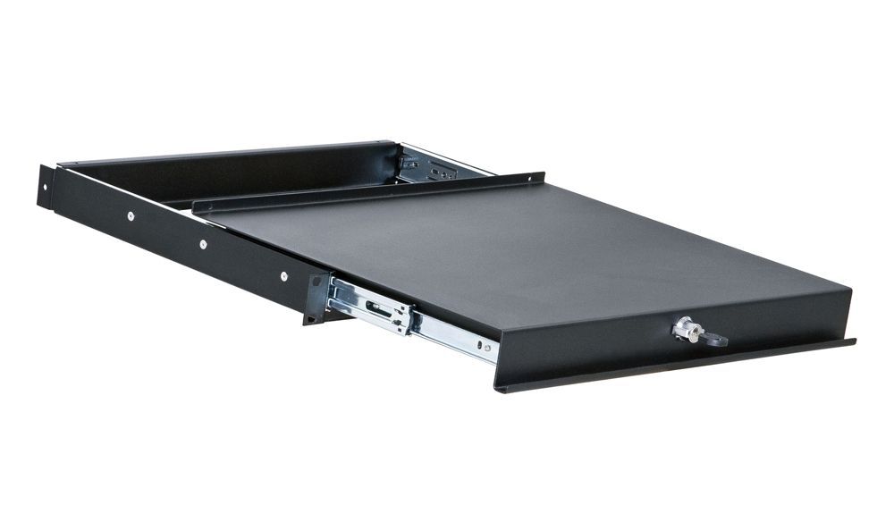 K&M 49070 19" Rack-Ablage ausziehbar 1 HE Stahlblech schwarz