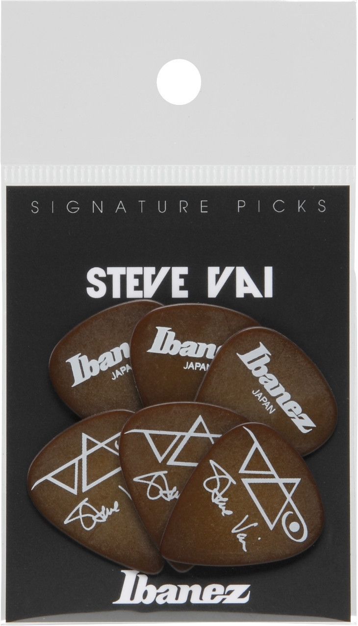 Ibanez Steve Vai Guitar-Pick Brown 6er Pack Polyacetal Picks Heavy 1mm_00027971_