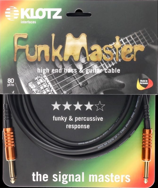 Klotz Funkmaster Gitarrenkabel, 4,5m 6,3mm Klinke/Klinke gerade, Gold,  TM-0450 