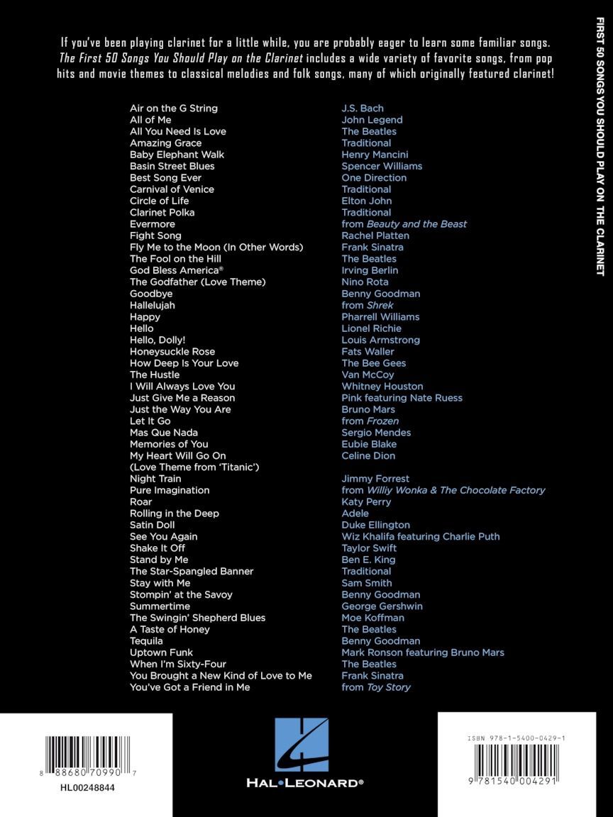 Noten First 50 Songs You Should Play on the Clarinet HL248844