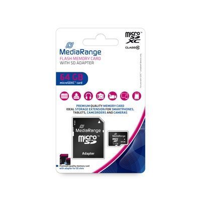 MediaRange microSDXC Speicherkarte 64 GB Micro SD Card  inkl. SD-Adapter