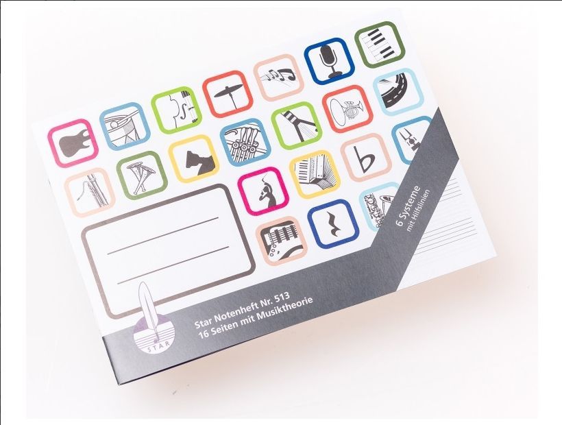 Notenpapier STAR Notenheft DIN A5 Heft 6 zeilig 16 Seiten Star 13