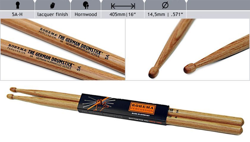Rohema 5A Hornholz Drumsticks 613233