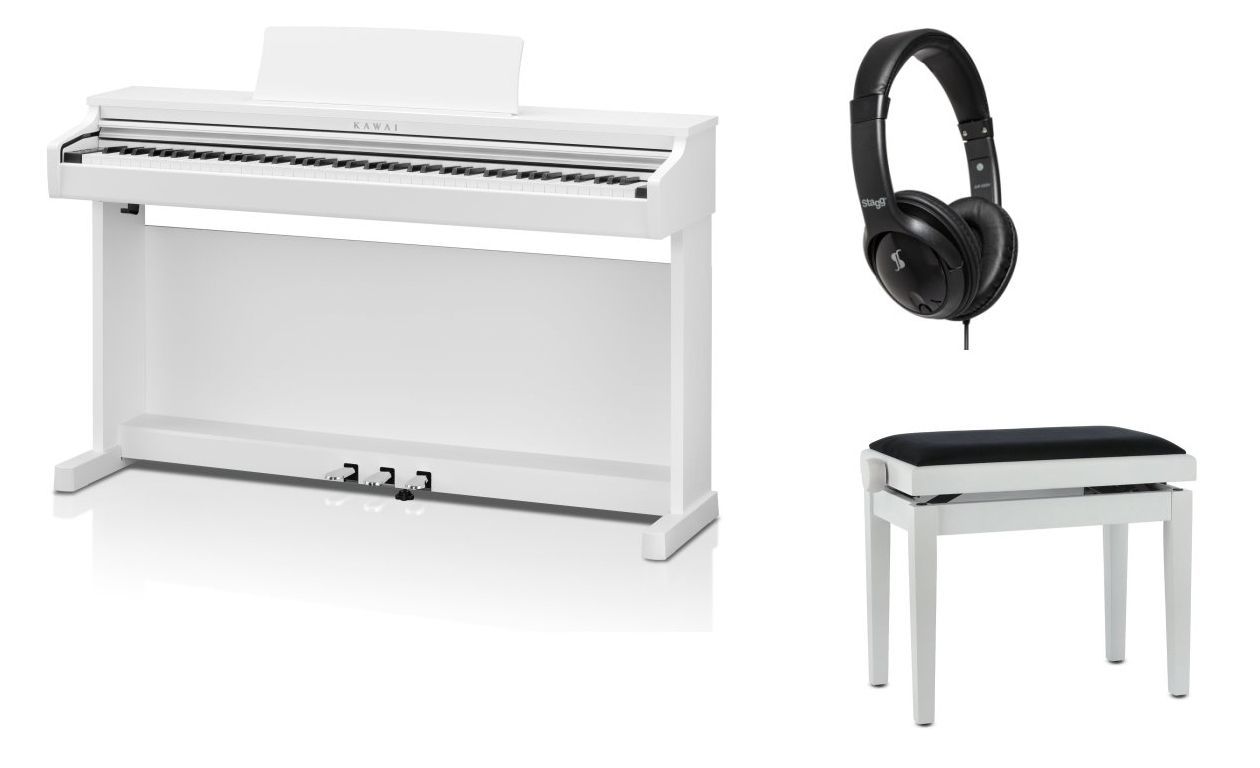 0703062858168 - KAWAI CX-202W Set Digitalpiano weiß mit Klavierbank und Kopfhörer