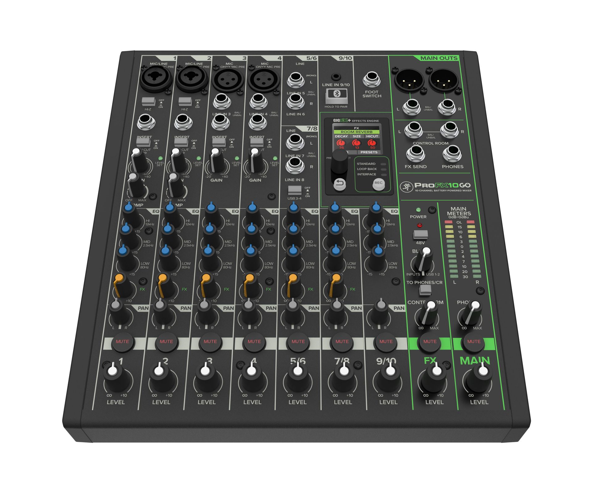 Mackie ProFX10 GO akkubetriebener 10-Kanal Mixer mit Bluetooth