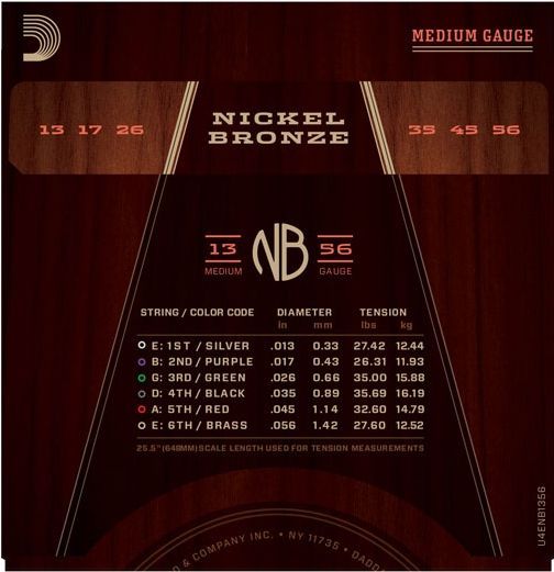 D'Addario NB1356 Nickel Bronze  Akustik Saiten, 6 Strings 013-056