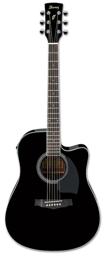Ibanez PF15ECE-BK Akustikgitarre mit Pickup & Tuner  Fichtendecke Black 