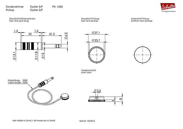 Schaller Oyster S/P Nickel Tonabnehmer