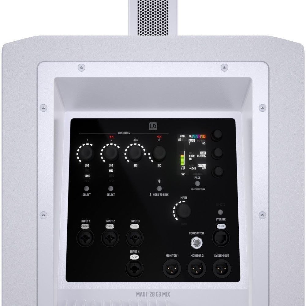 LD Systems Maui 28 G3 MIX W Kompaktes Säulensystem mit Digital-Mixer Weiß LD Systems Maui 28 G3 MIX W Kompaktes Säulensystem mit Digital-Mixer Weiß