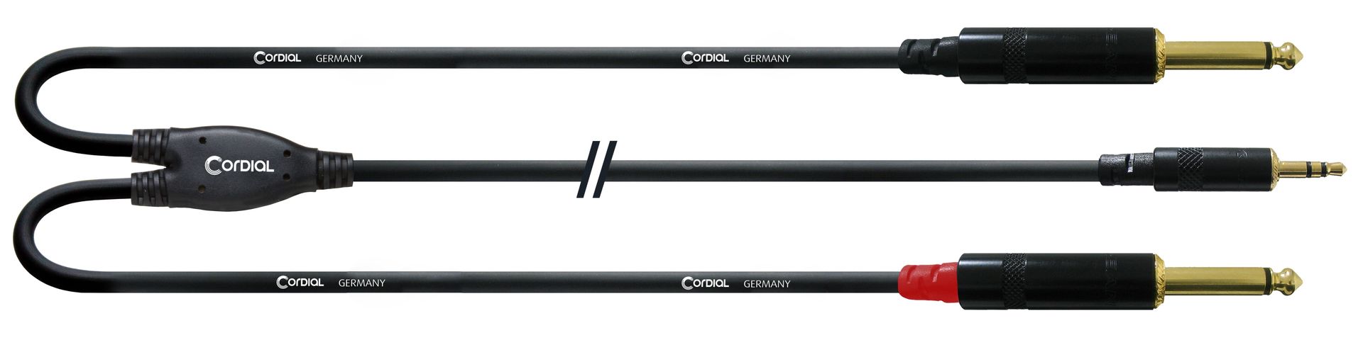 Cordial CFY 1,5 WPP 1,5m, 3,5mm Stereo Klinke2x 6,3mm Mono Klinke, Insertkabel_00028118_