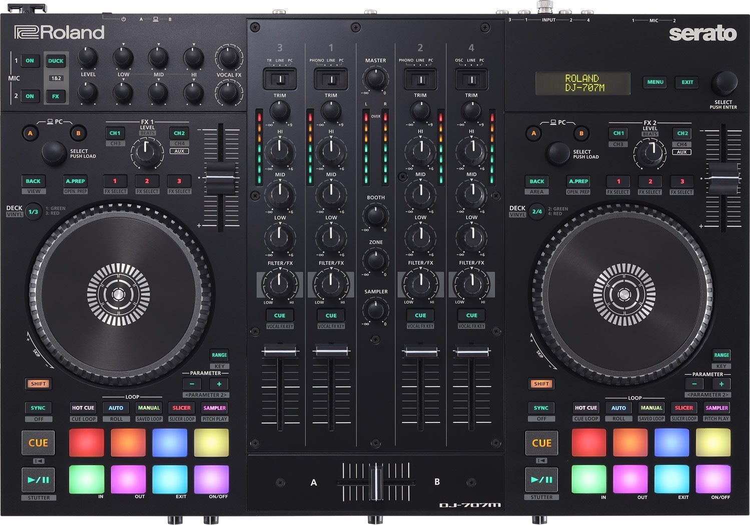 Roland DJ 707M 4 Kanal DJ Controller für Serato DJ Pro mit vier Decks  - Onlineshop Musikhaus Markstein