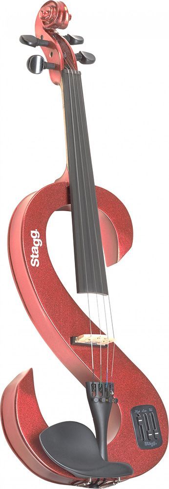 Stagg E-Violine EVN 4/4 MRD rot metallic incl. Etui, Bogen, Kopfhörer, ...