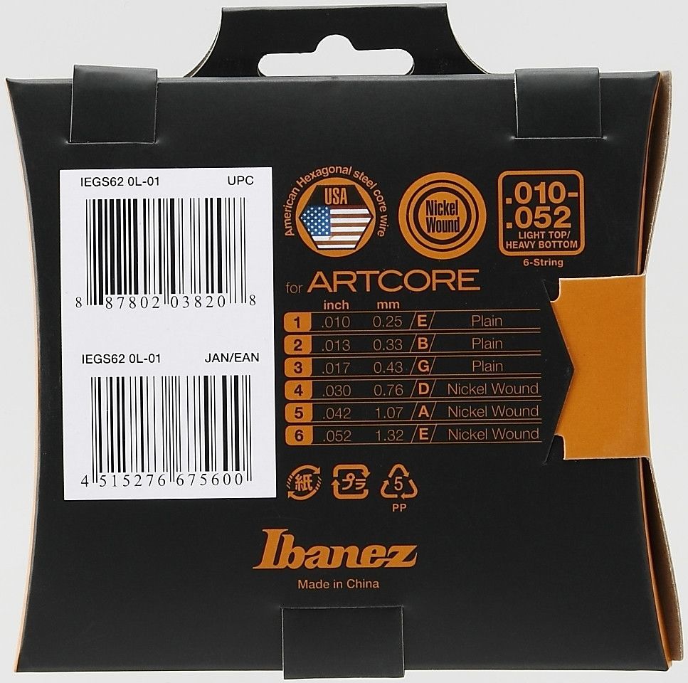 Ibanez IEGS62 E-Gitarren Saiten für 6-Saiter 010-052