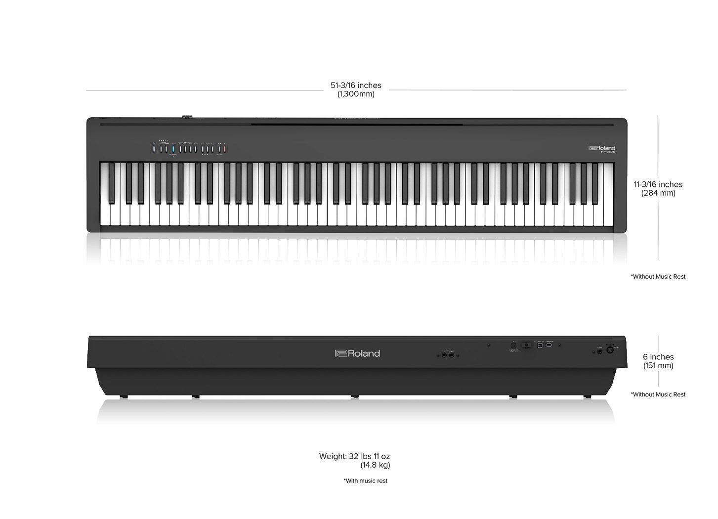 Roland FP-30X-BK Stagepiano schwarz Digitalpiano mit Lautsprechern FP30X BK