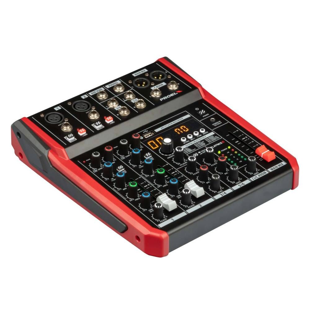 Proel PLAYMIX6 Mixer mit Multieffekt, MP3-Player und Bluetooth