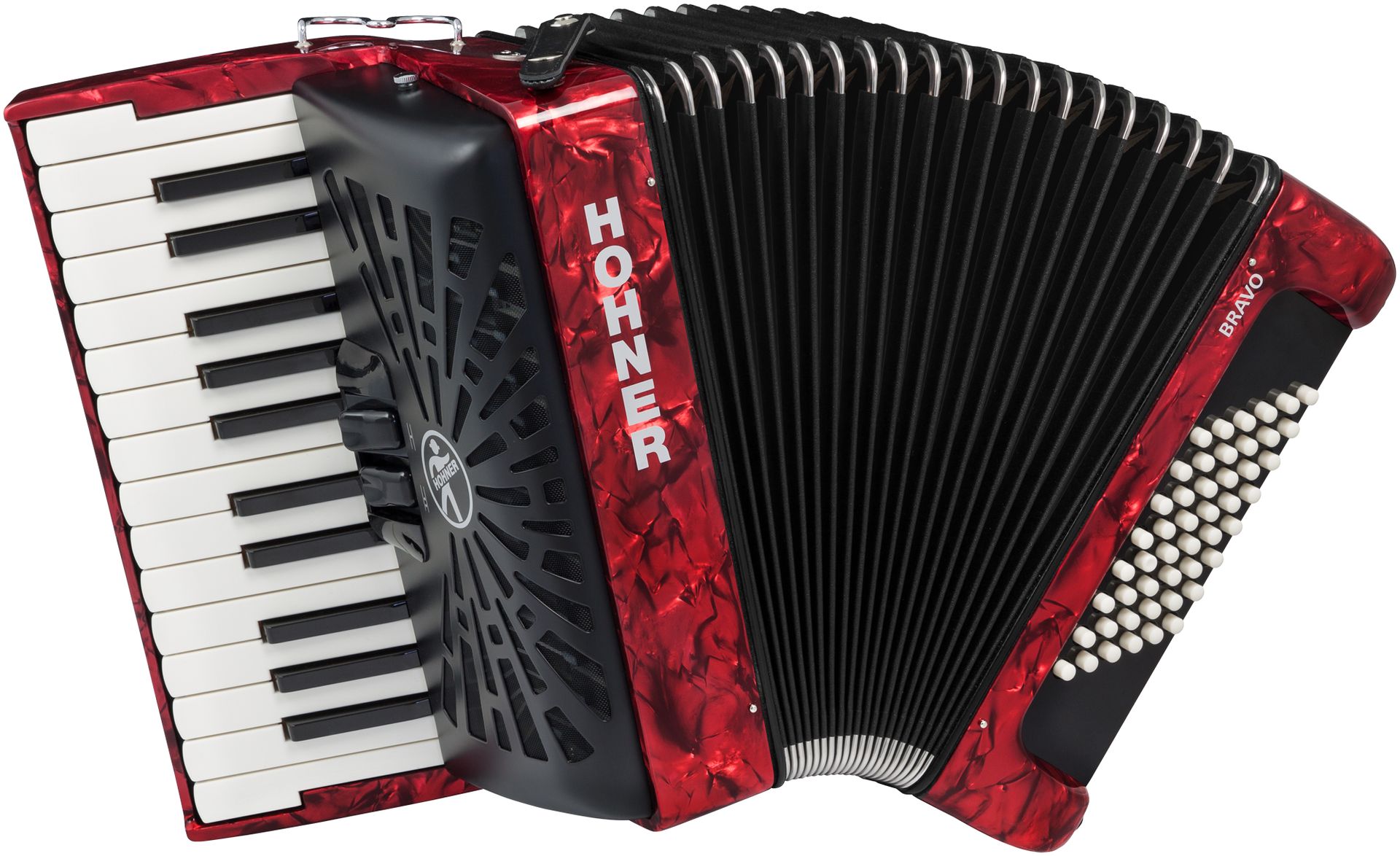 Hohner Bravo II 48 - rot HOA16532 Akkordeon 48 Bässe, neues Verdeck, silent Key_00034828_