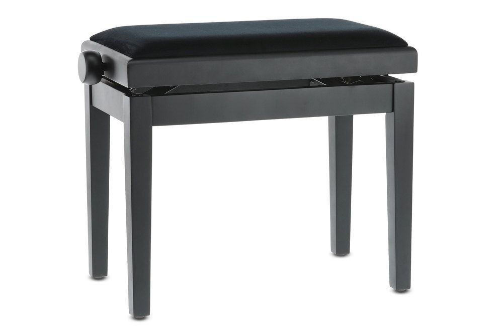 Markstein Klavierbank DELUXE schwarz matt, Sitzbezug schwarz, verstellbar _00040490_