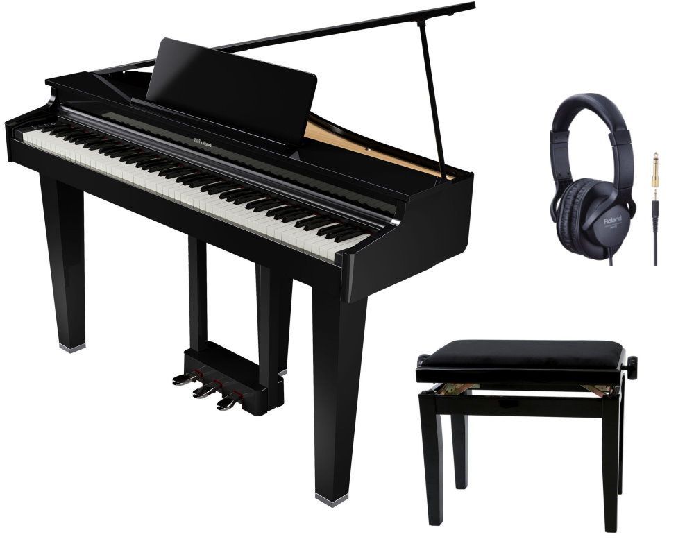 Roland GP-3 PE Set Digital-Flügel schwarz poliert + Sitzbank und Kopfhörer GP3PE
