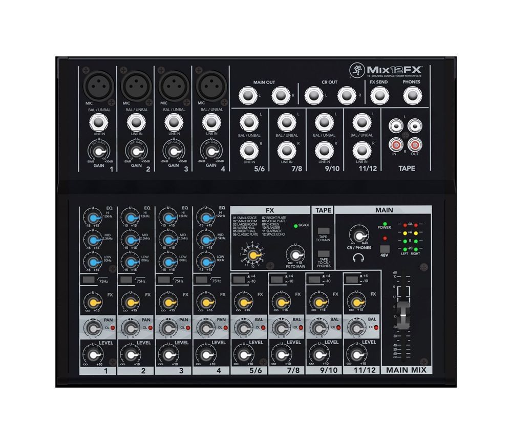 Mackie Mix12FX Mischpult 12-Kanal Kompaktmixer inkl. Netzteil  mit Multieffekt_00034733_