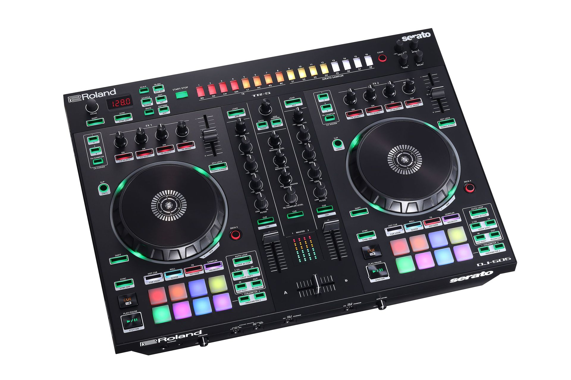 Roland DJ-505  2-Kanal DJ Controller für Serato DJ mit vier Decks