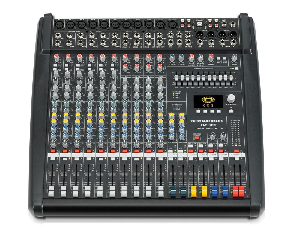 Dynacord CMS 1000-3 Mixer, 10 Mikrofoneingänge wovon 6-10 auch Stereoinputs sind