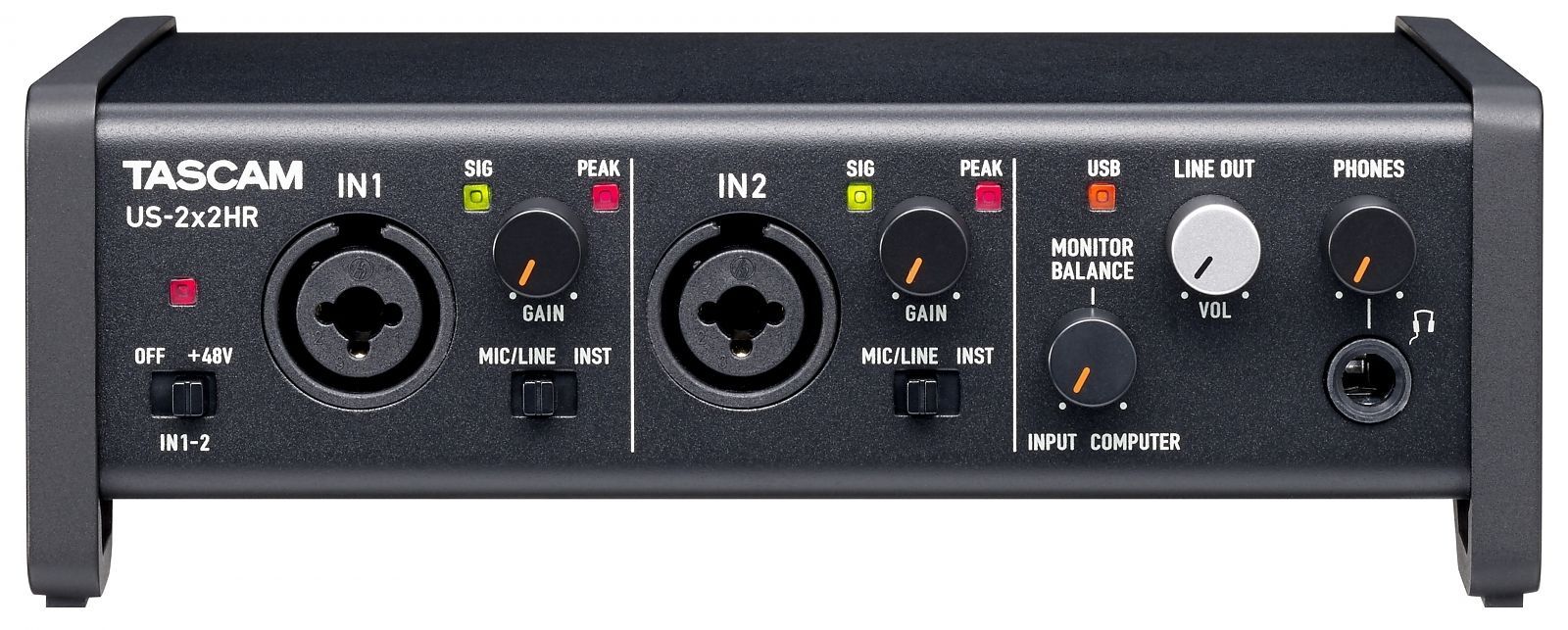 Tascam US-2x2HR USB Audio Interface 2-Kanal mit 2 Mikrofon-/Line-Eingängen_00049590_