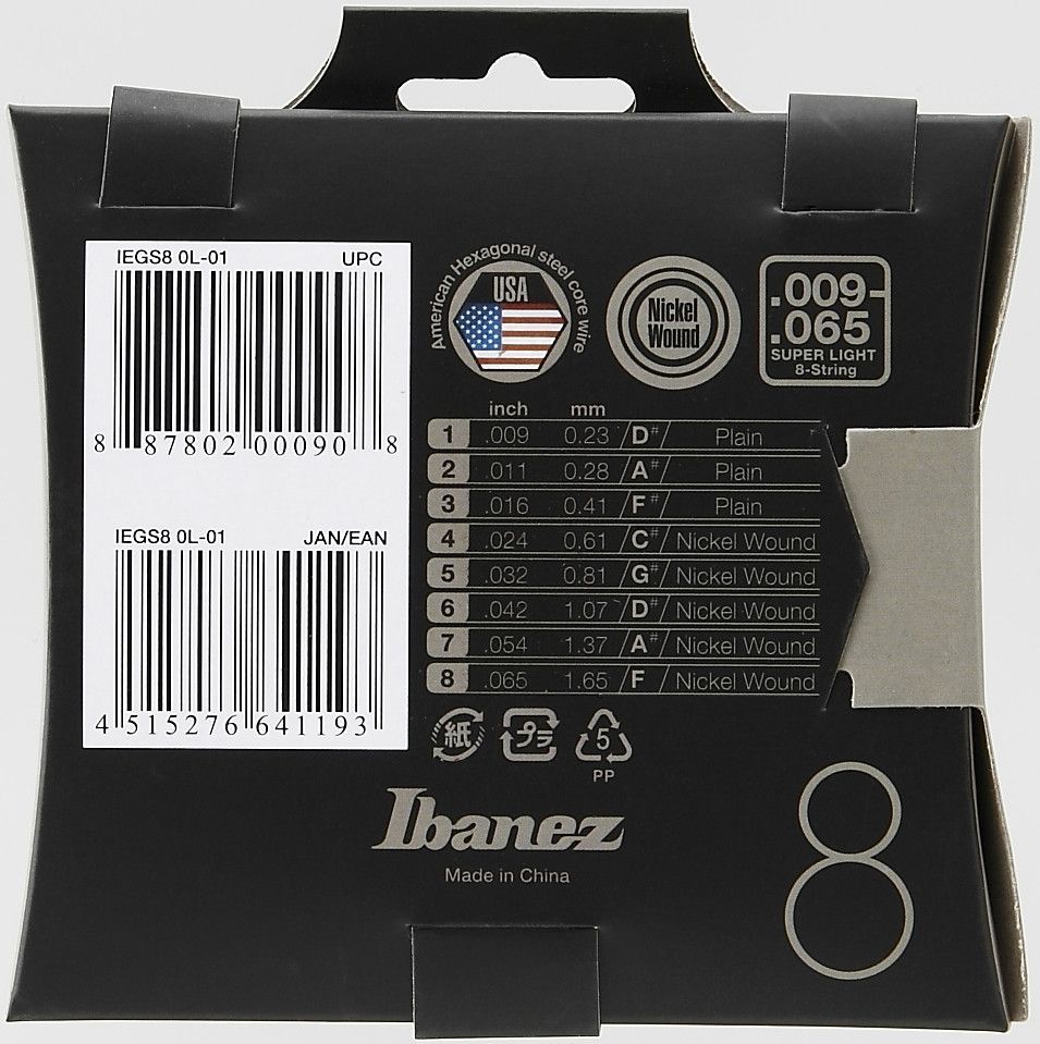 Ibanez IEGS8 E-Gitarren Saiten für 8-Saiter 009-065