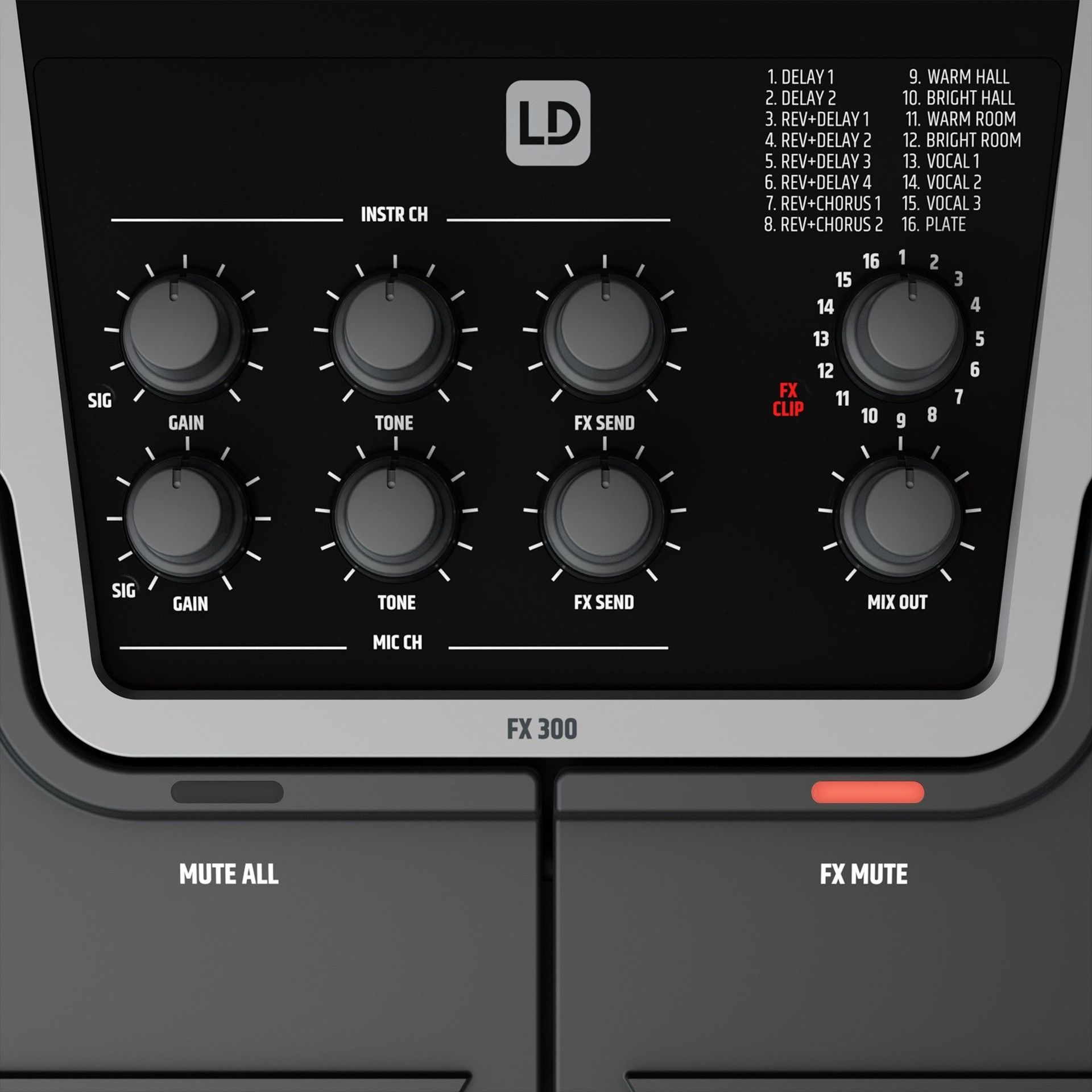 LD Systems FX 300  2-Kanal Effektpegal, Multieffektgerät für Vocal und Gitarre 