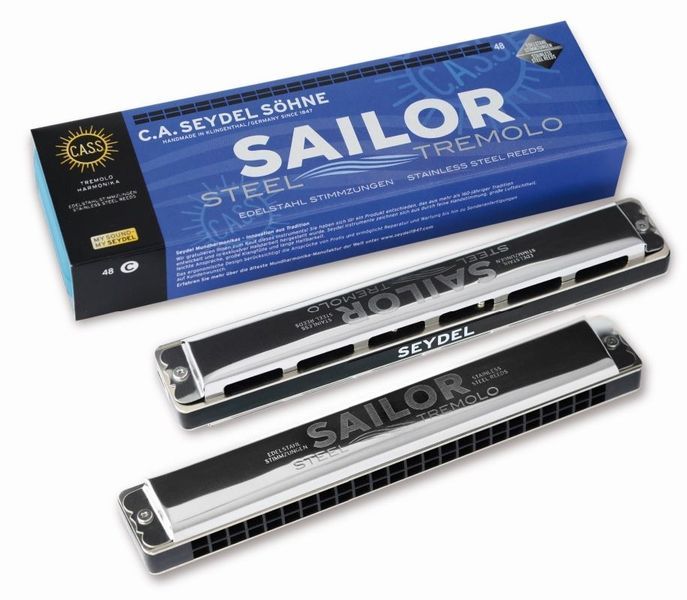 Seydel Sailor Steel D/48 Mundharmonika , Edelstahl-Stimmzungen, Tremolo