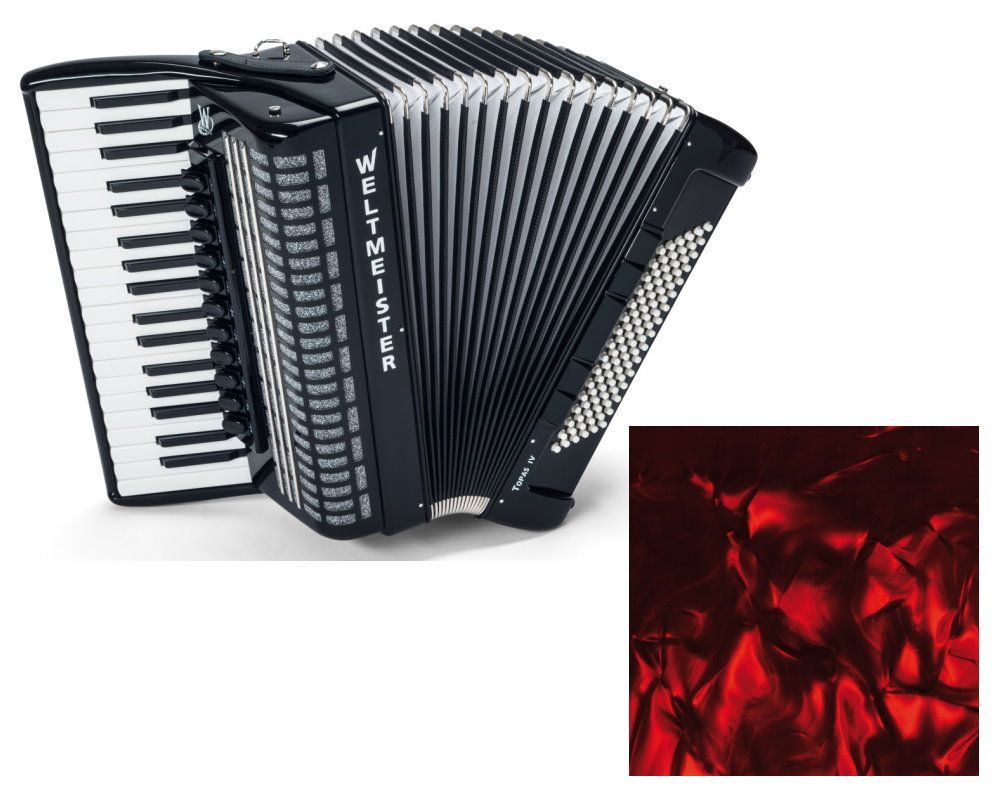 Weltmeister Topas-IV 96 CZ Akkordeon rot, 37/96/IV/11/5 Tschechische Stimmplatte