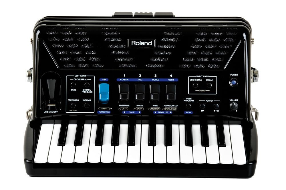 Roland FR-1X-BK schwarz, 26/72/IV/8/3,  V-Akkordeon mit Lautsprechersystem