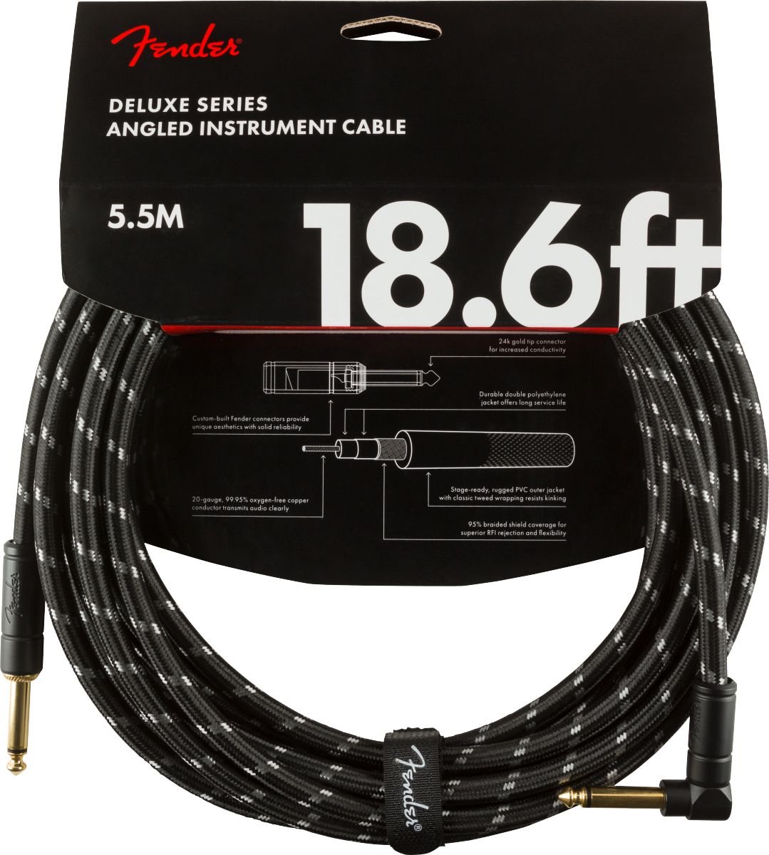 Fender Deluxe 18.6'  Instrument Kabel 5,5 Meter Klinke/Winkelklinke 6,3mm