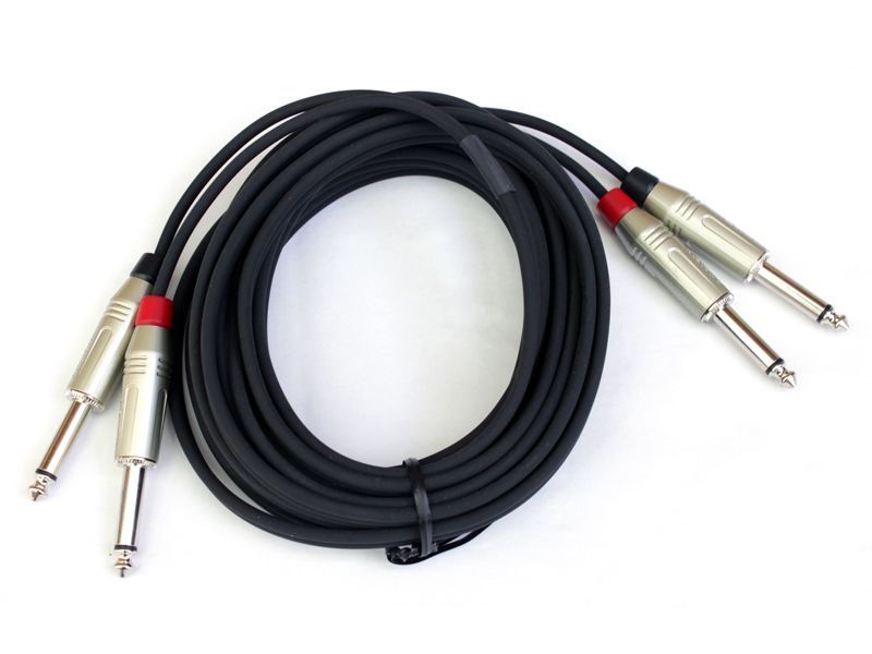 Audiokabel 2x 6,3mm Klinke/Klinke, Stereo Zwillingskabel, 5mMeter