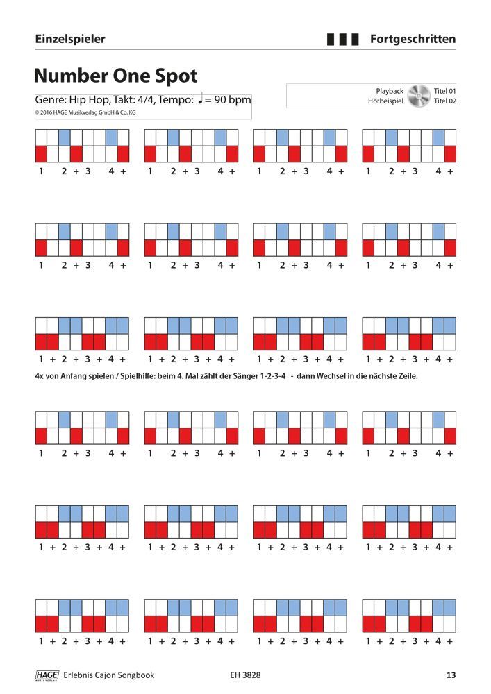 Noten Erlebnis Cajon Songbook (mit MP3-CD) Ed Hage-3828 Uwe Pfauch