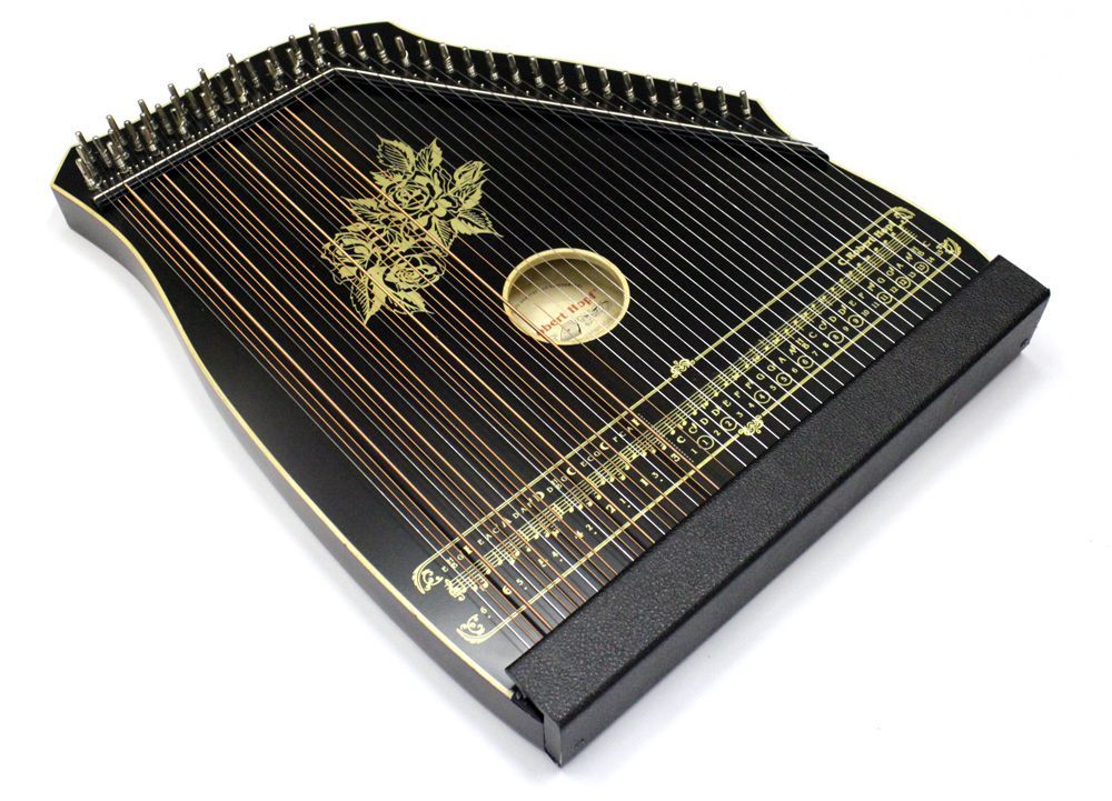 Hopf Akkordzither 100/3 schwarz  6 Akkorde , 25 Melodiesaiten, Zither gebeizt 